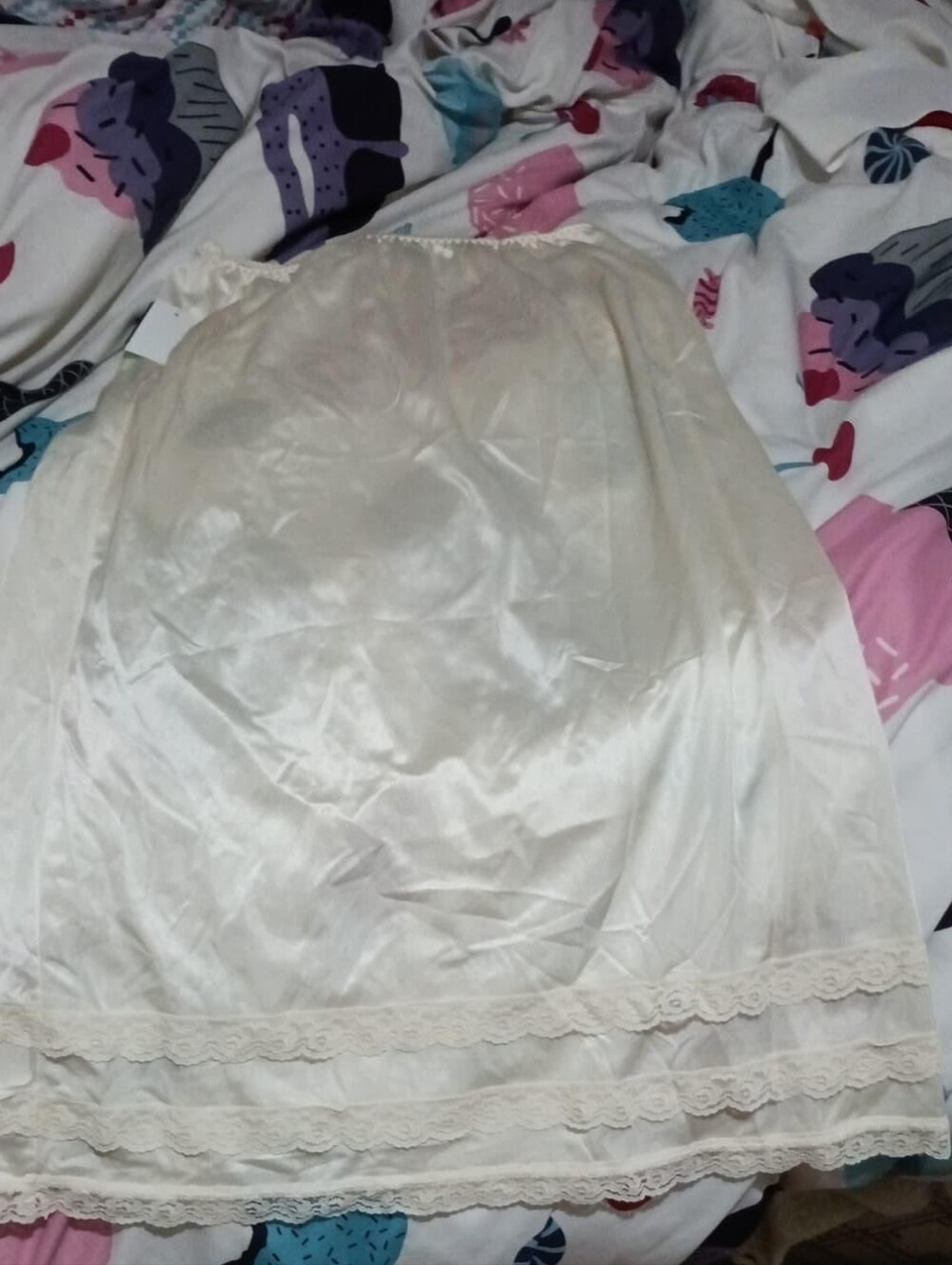 Women's Cream Maxi Slip with Lace Trim